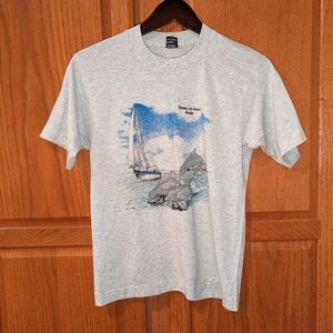 Vintage 90s T Shirt Single Stitch Women size S Panama City Beach Florida Dolphin